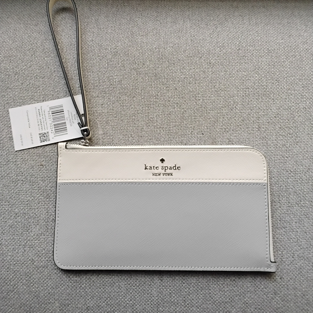 Kate Spade Cream and Gray Wristlet.  NWT